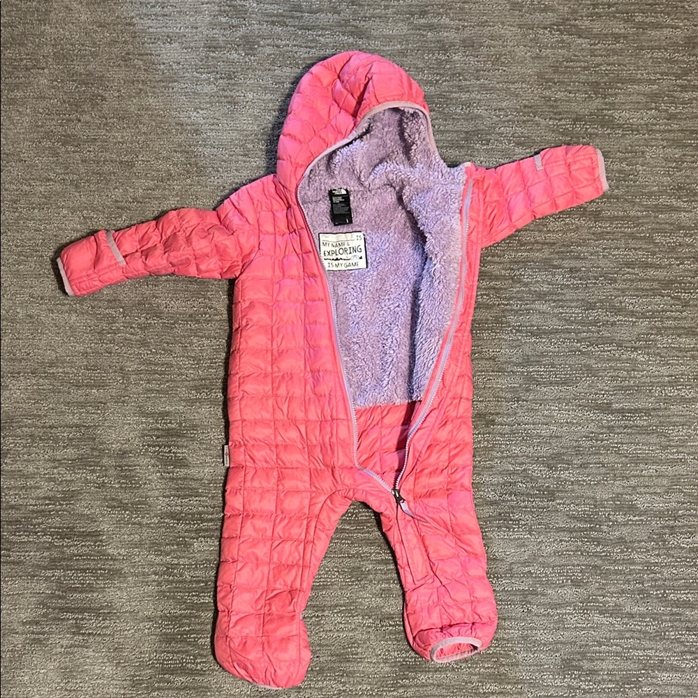 The North Face Pink Quilted Kids snowsuit